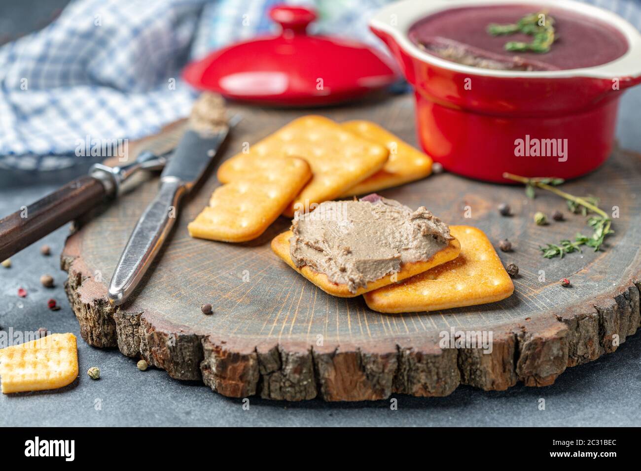 Homemade chicken liver pate with cherry jelly Stock Photo Alamy
