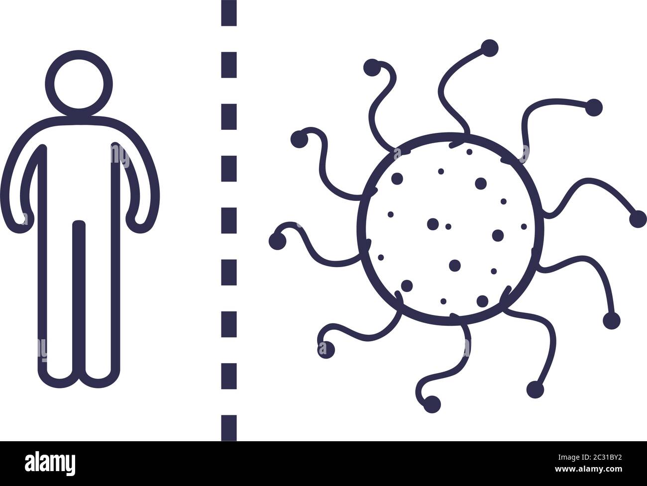 Social distancing of human avatar and virus line style icon design of ...