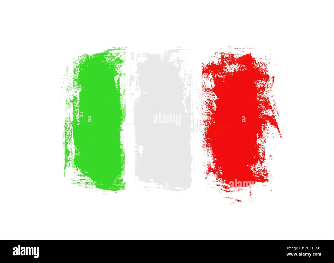 Italy Hand painted flag with 3 brush stripes green white