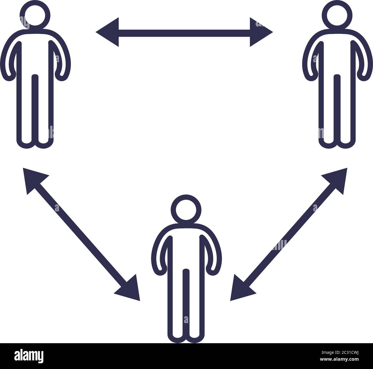 Social distancing between human avatars line style icon design of Covid ...