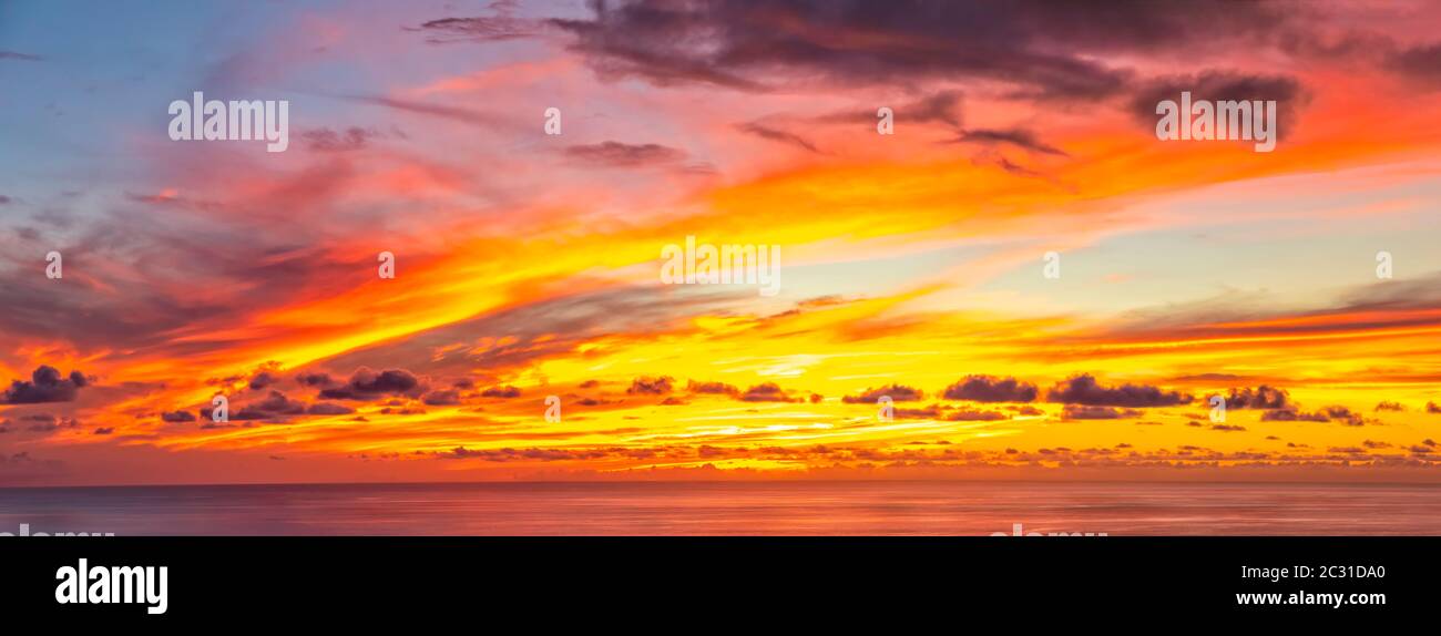 Dramatic sky at sunset, Kealakekua Bay, Hawaii Islands Stock Photo