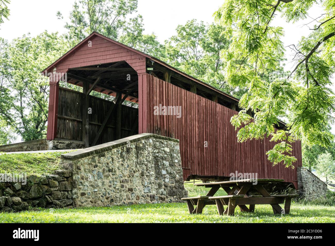 Beautiful Pool Forge Covered Bridge,  Lancaster County,  Pennsylvania Stock Photo