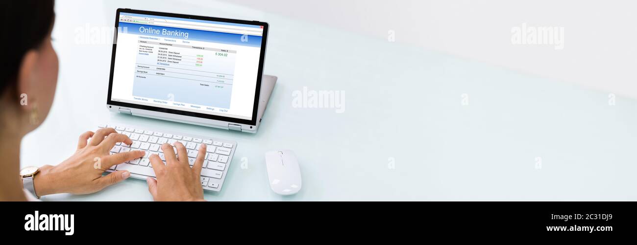 Online Banking On Laptop Screen. Internet Bank Stock Photo