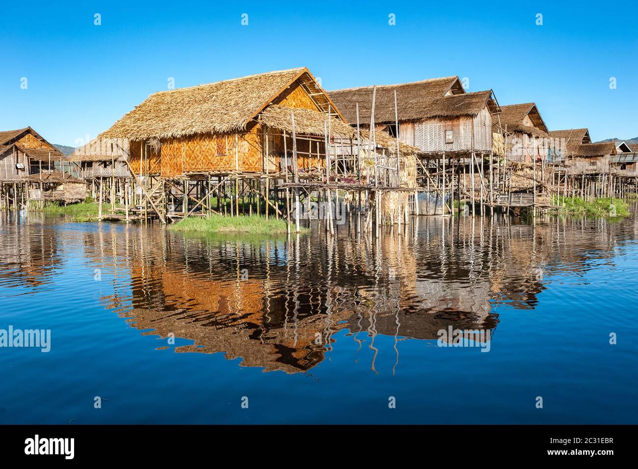 Floating village at Inle Lake, Myanmar Stock Photo