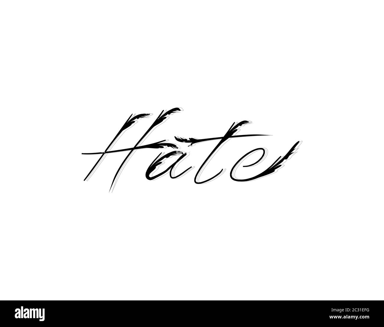 Hate lettering text on white background in vector illustration Stock