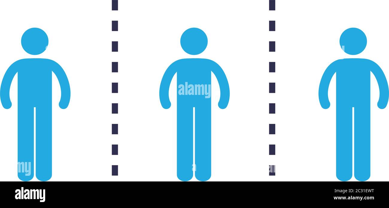 Social distancing between human avatars flat style icon design of Covid ...