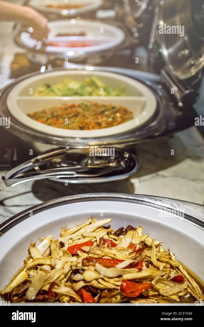 Breakfast buffet in chinese hotel Stock Photo Alamy