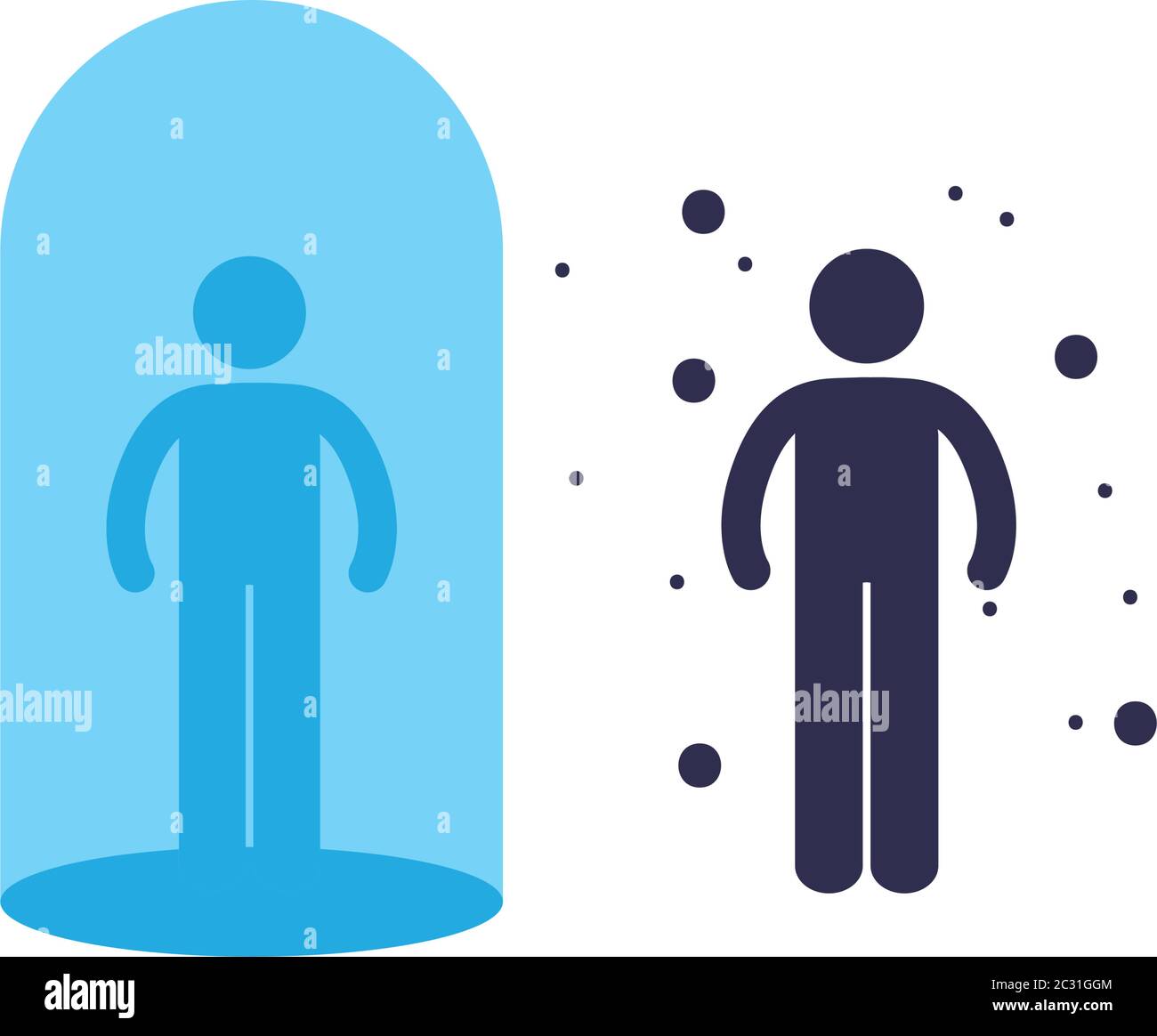 Social distancing between human avatars flat style icon design of Covid ...