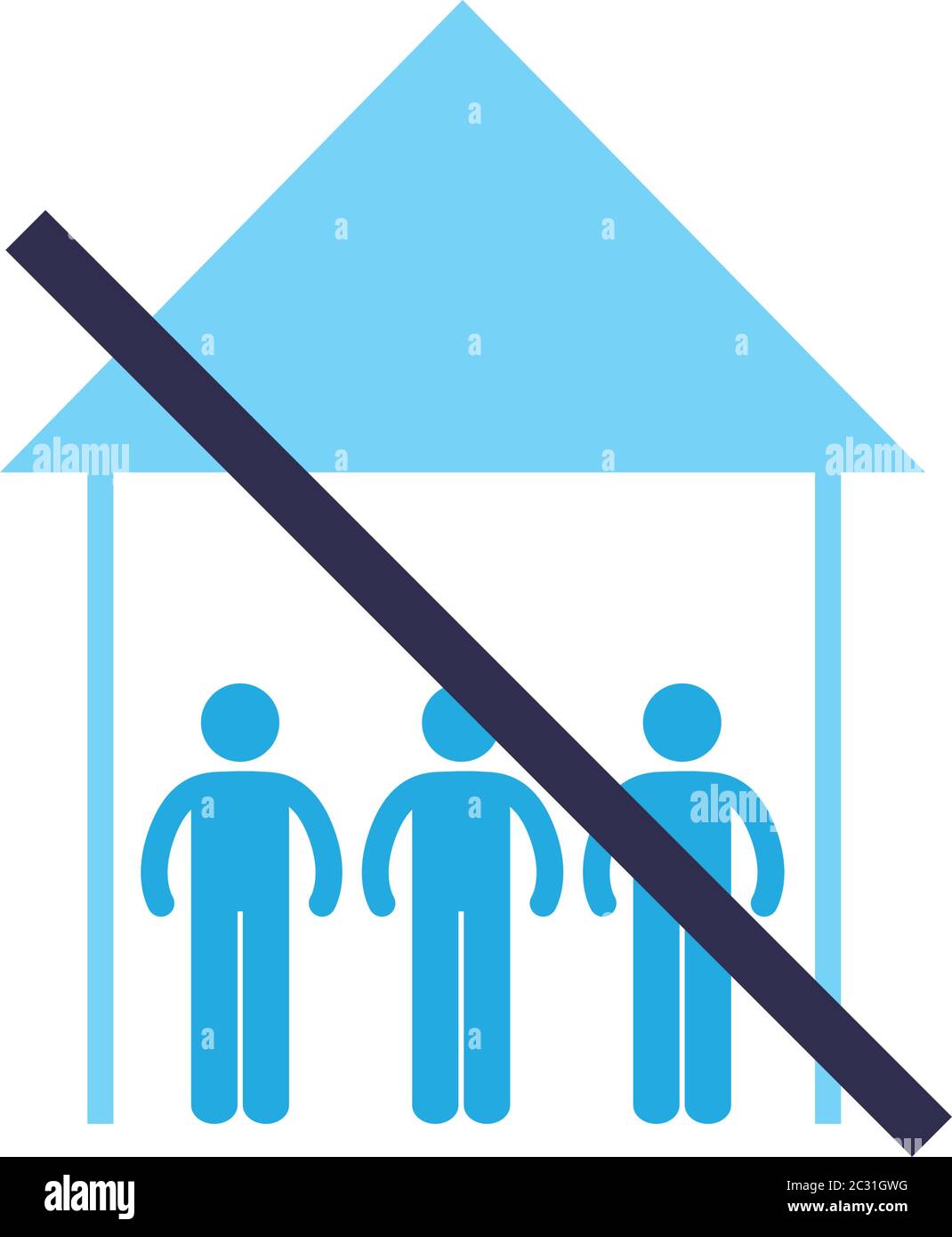 Social distancing between human avatars at house flat style icon design ...