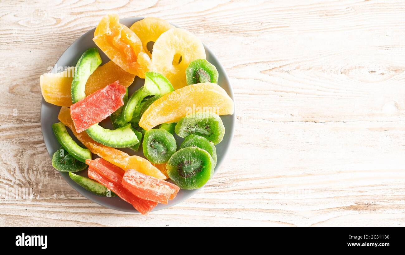 healthy sweet snacks during the diet. use of specialized dryers or dehydrators. dried fruit have a low Glycemic Index Stock Photo