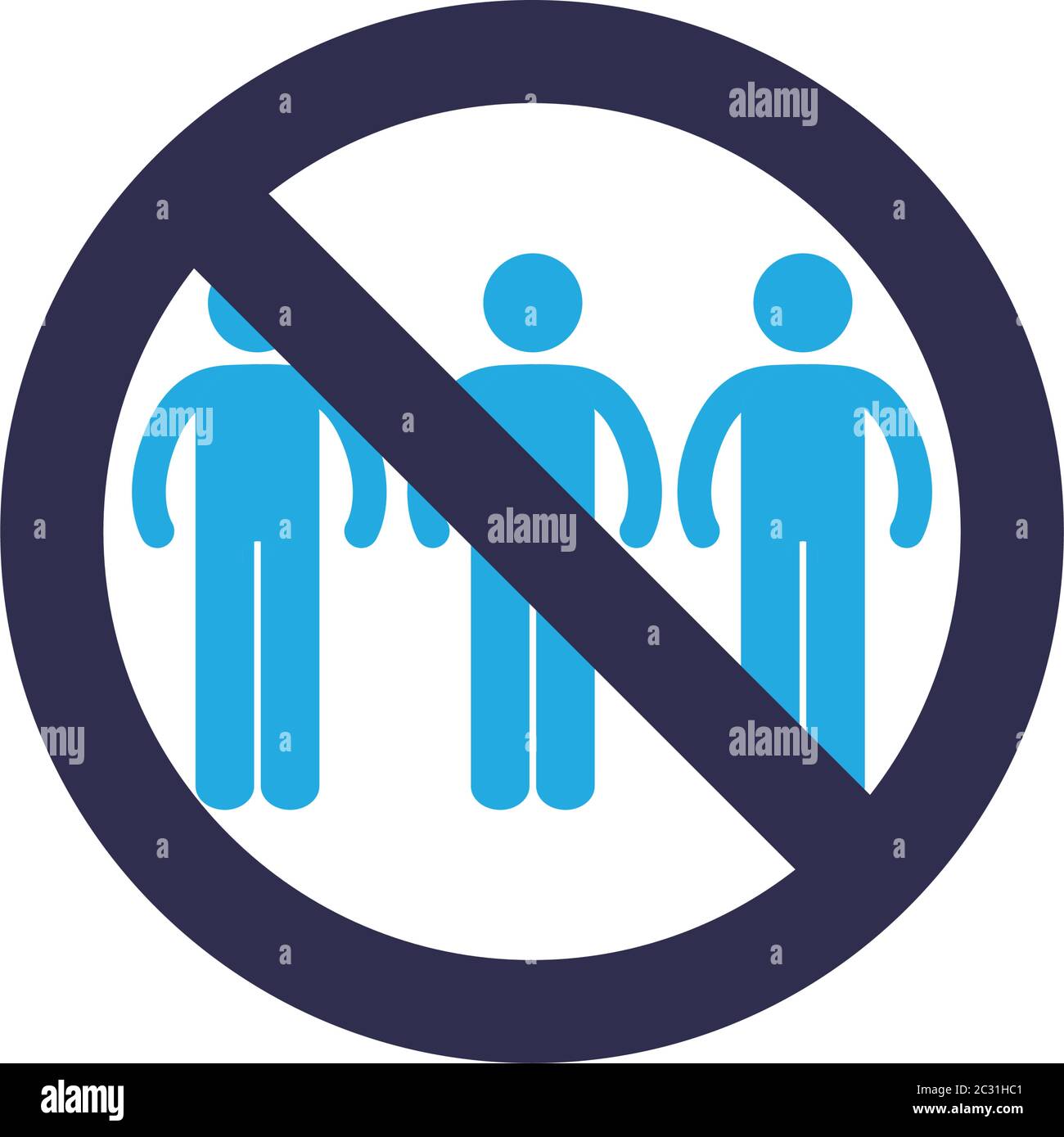 Social distancing between human avatars with ban flat style icon design ...