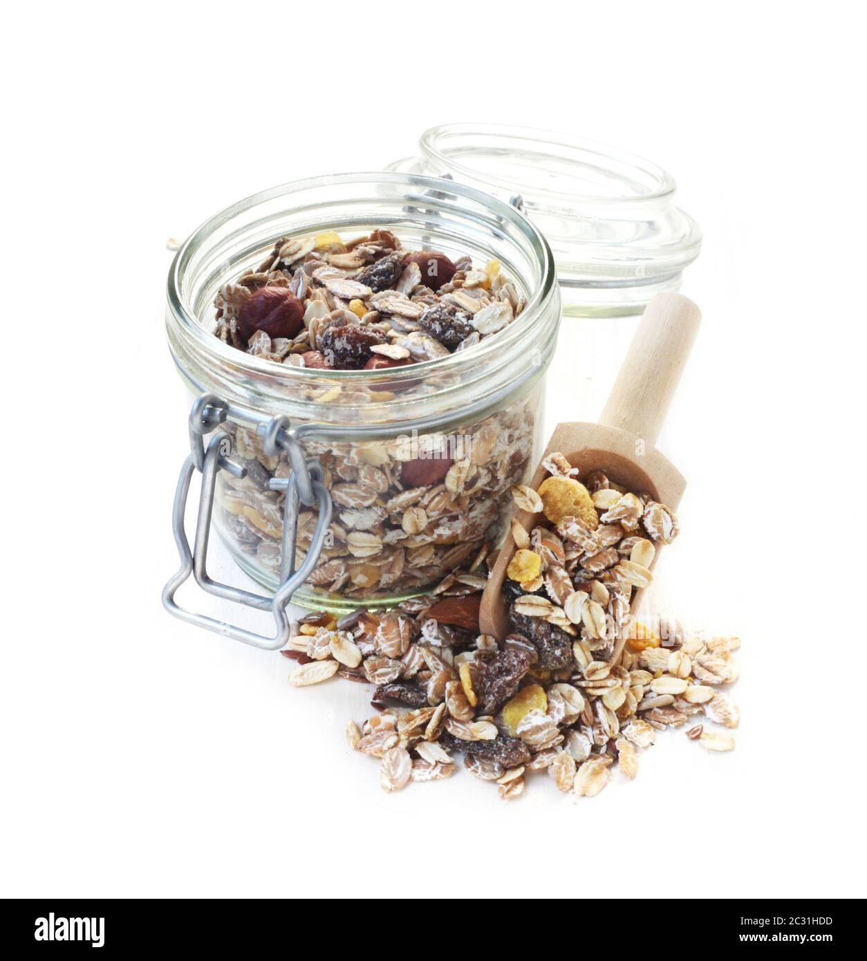 Muesli In A Jar Isolated On White Stock Photo Alamy