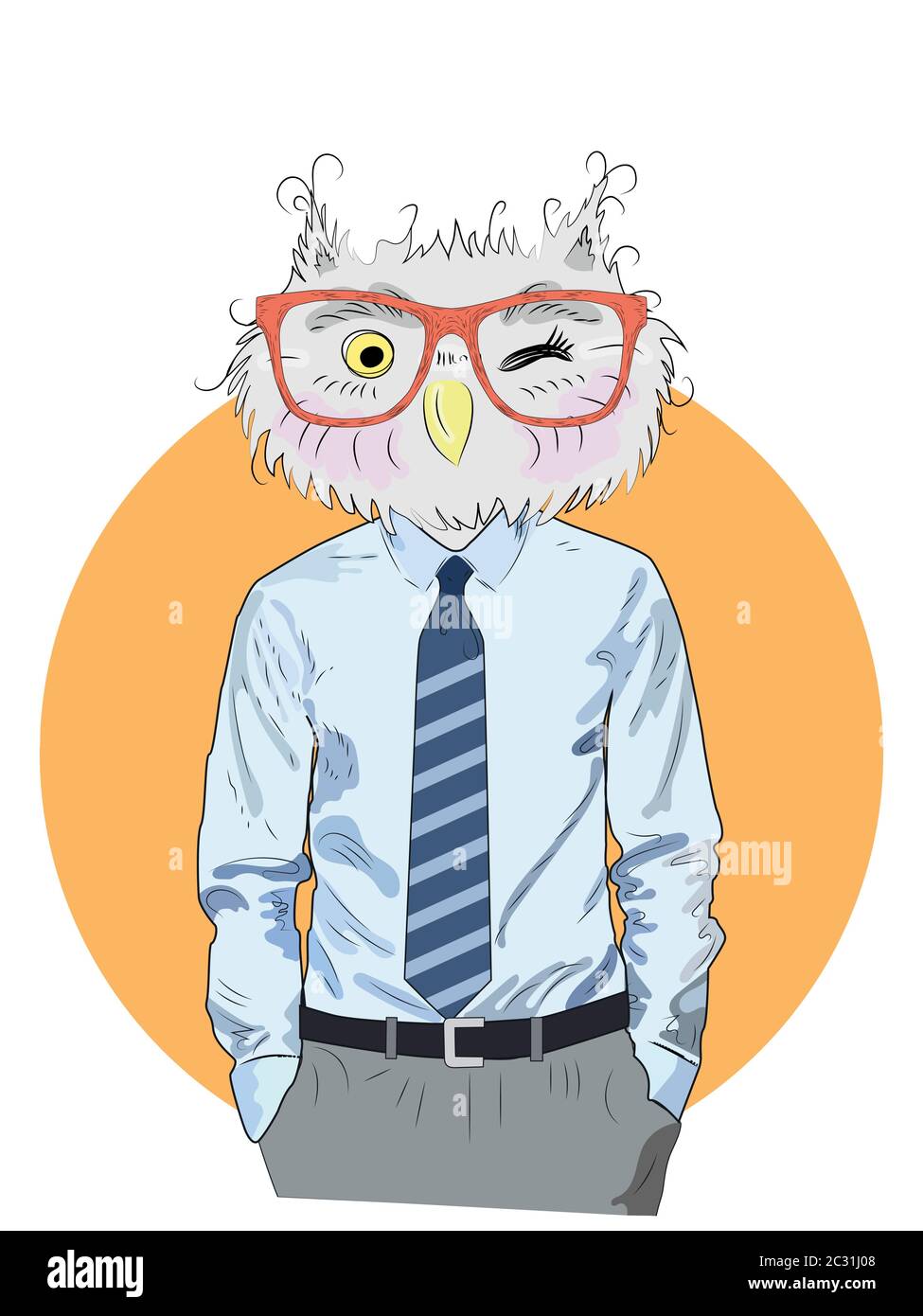fashion animal illustration, anthropomorphic design, furry art, hand drawn  illustration of owl boy hipster Stock Vector Image & Art - Alamy