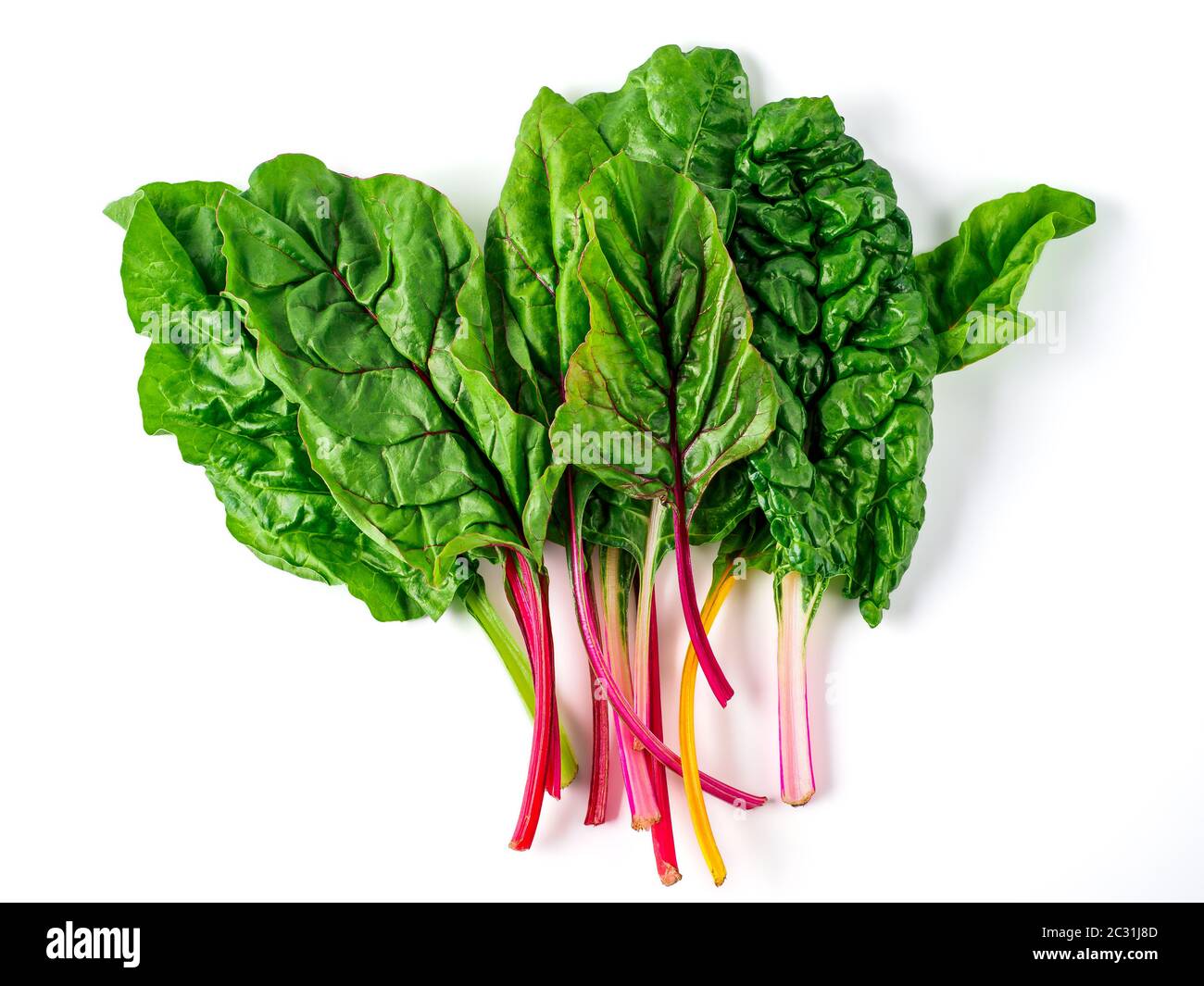 swiss rainbow chard isolated on white Stock Photo