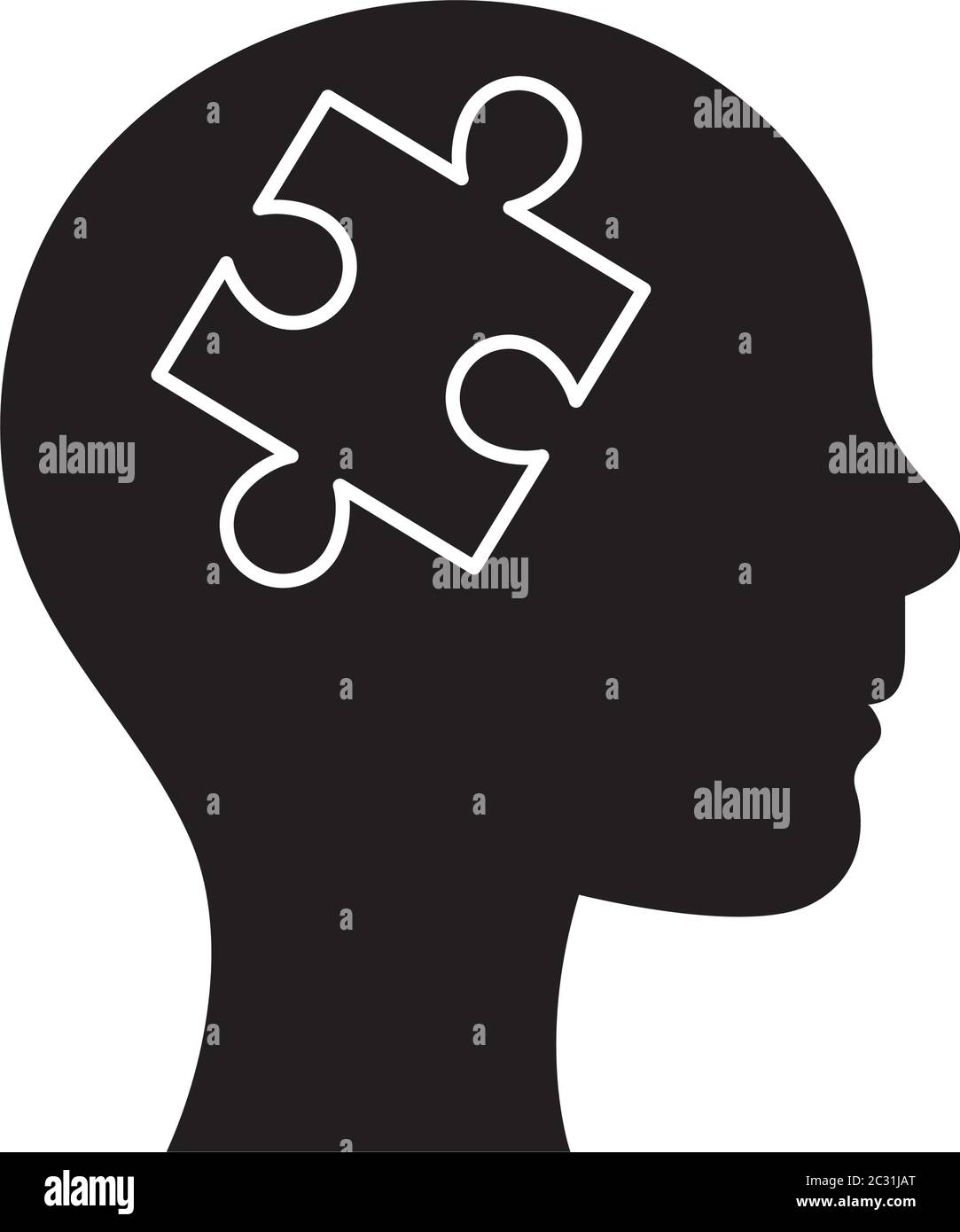 human head with puzzle silhouette style icon design, Innovation idea ...