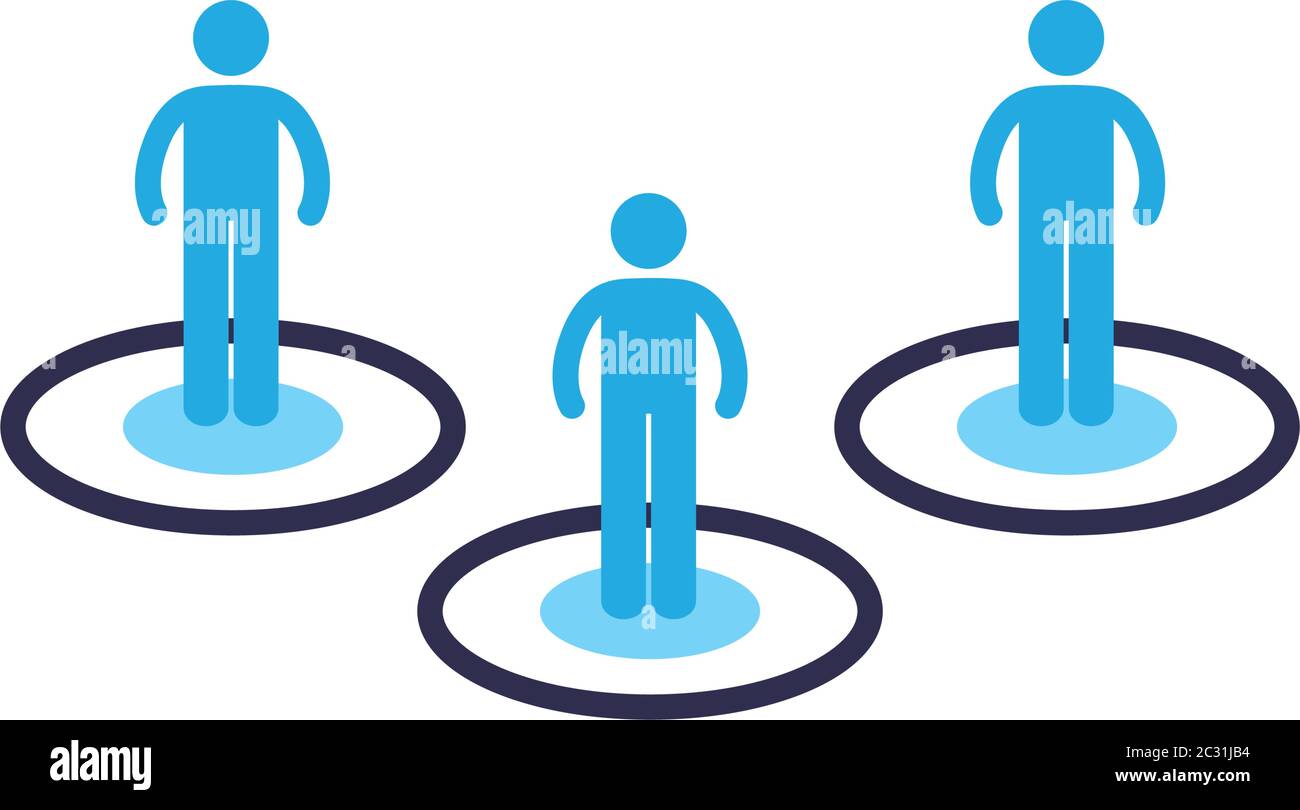 Social distancing between human avatars flat style icon design of Covid ...