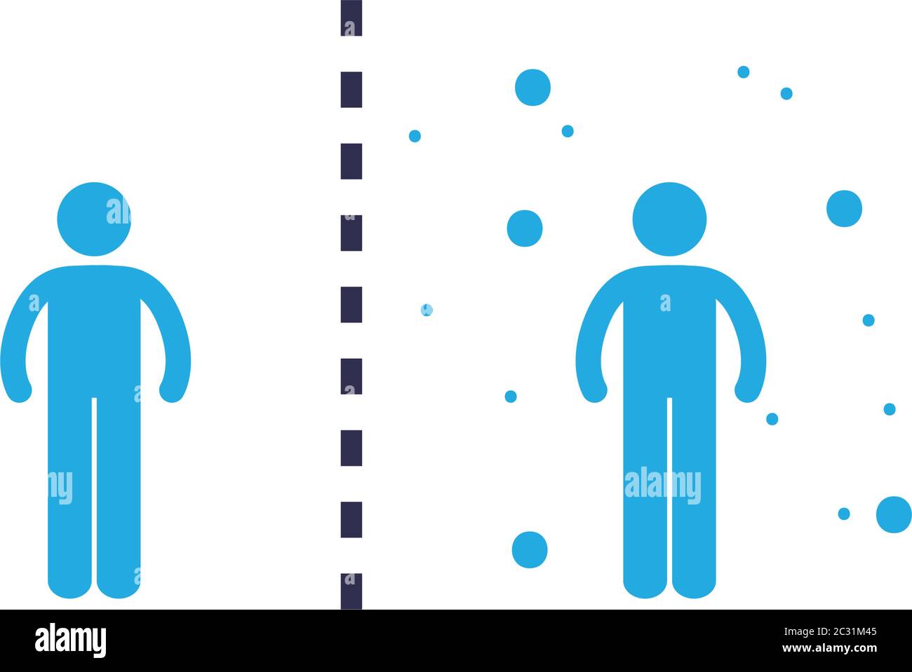 Social distancing between human avatars flat style icon design of Covid ...