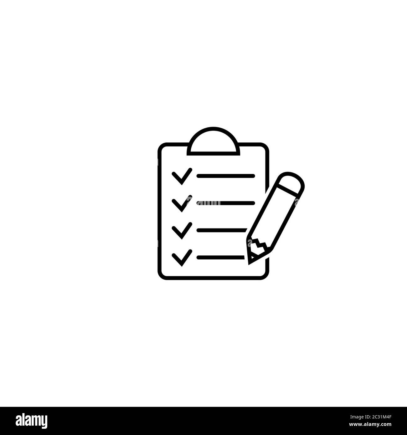 Clipboard pencil vector icon. Black illustration isolated on white ...