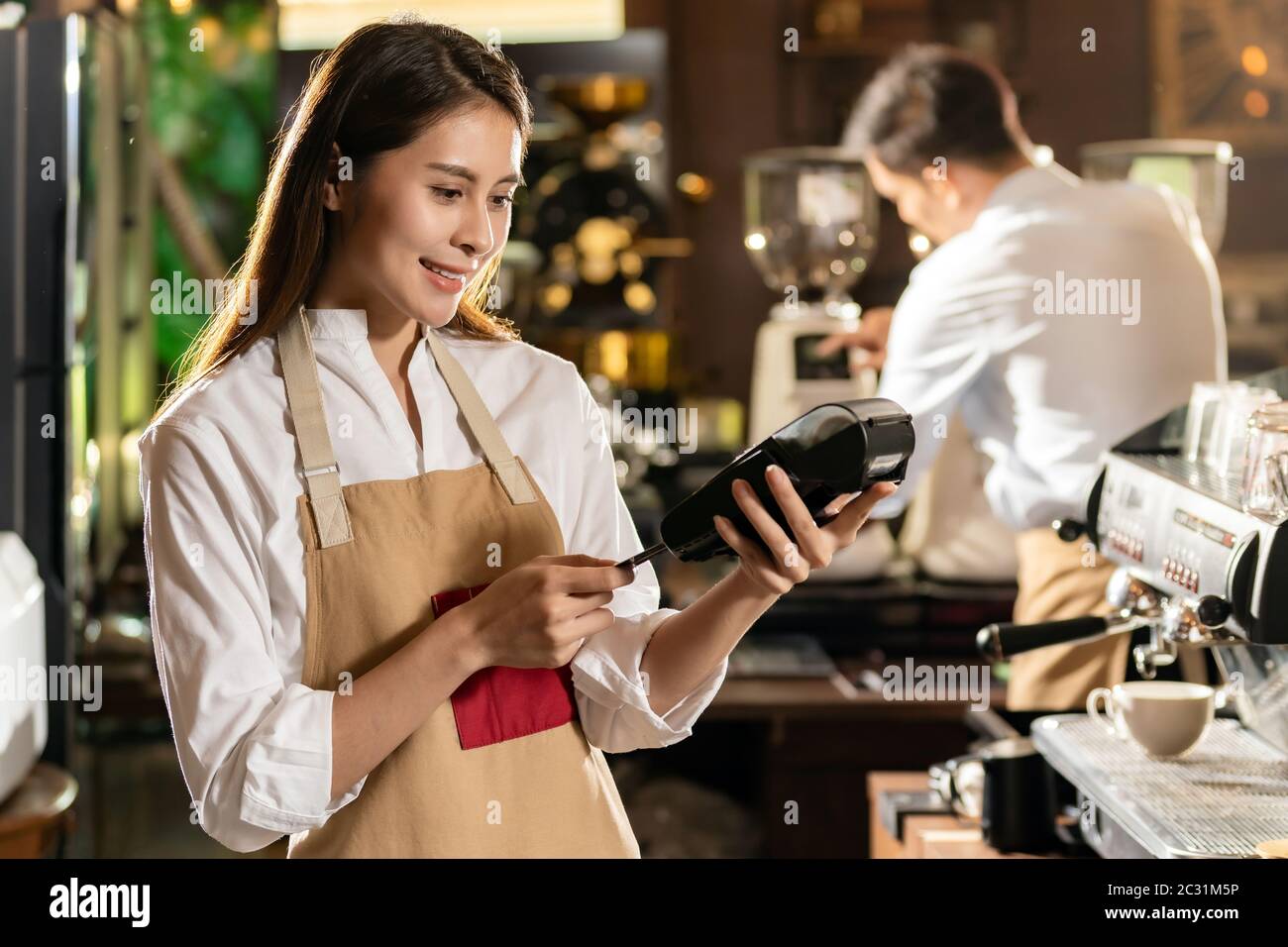 Cafe payment contactless nfs Stock Photo