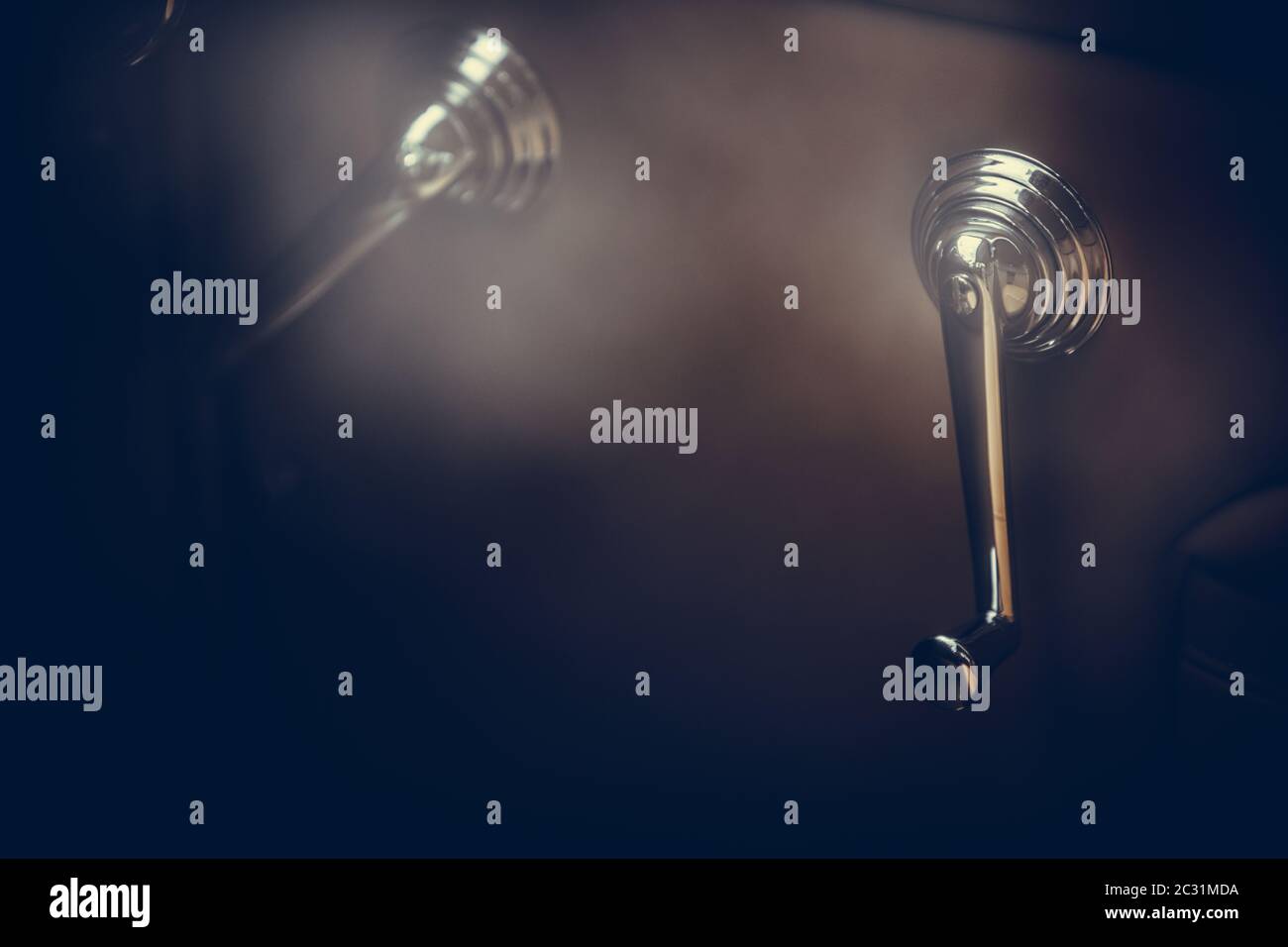 Interior closeup of window crank of vintage car Stock Photo Alamy