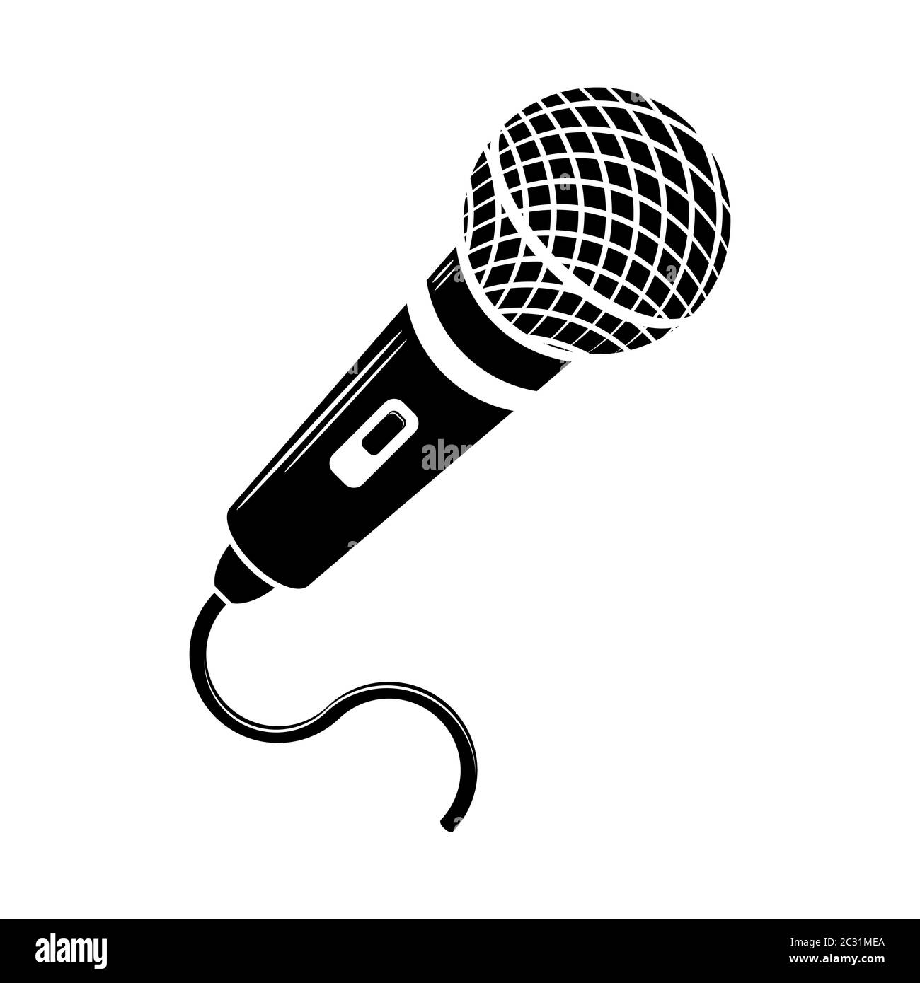 Retro Microphone Icon Isolated on White Background. Stock Photo