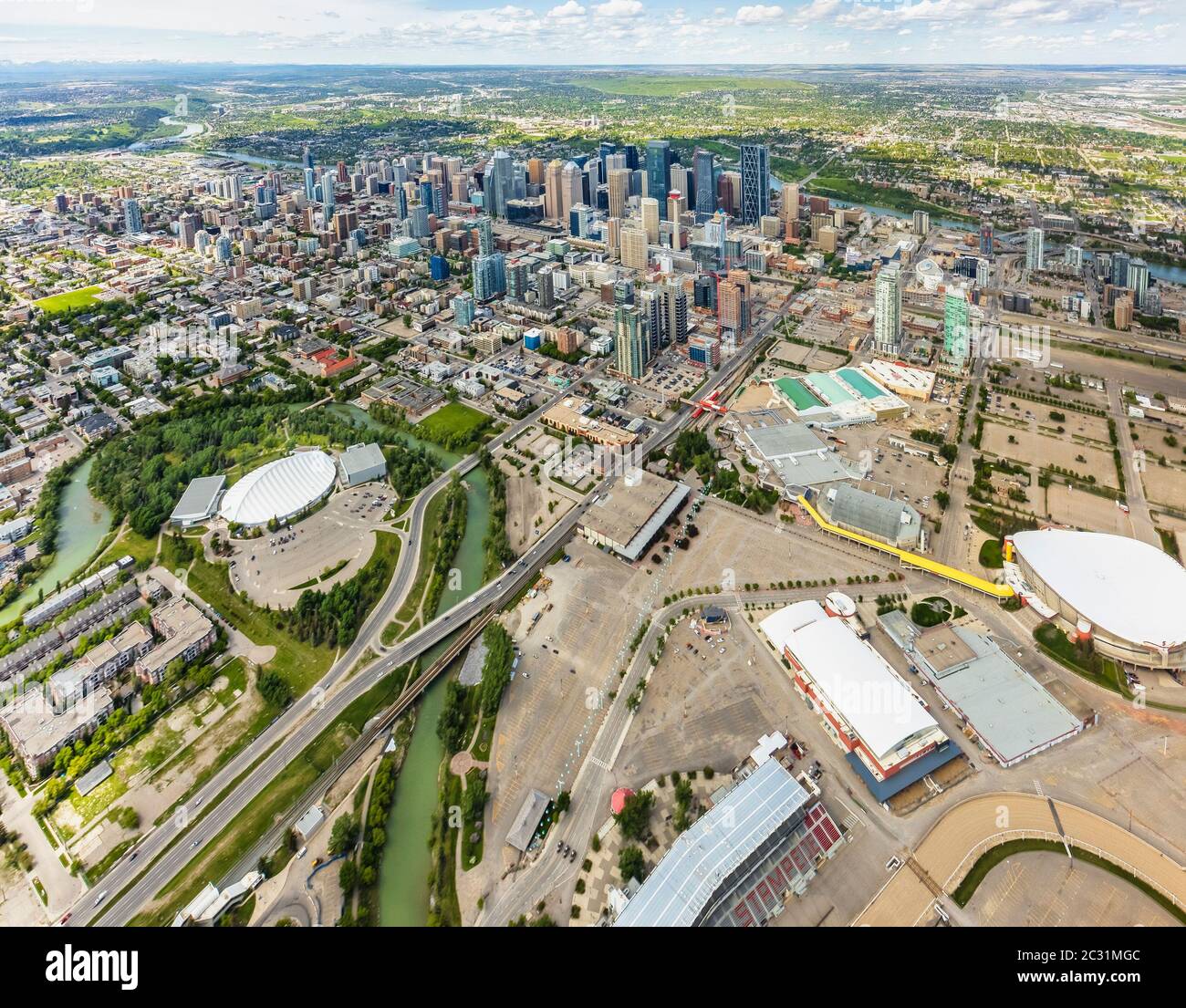 Aerial view of downtown Calgary, Alberta. Stock Photo