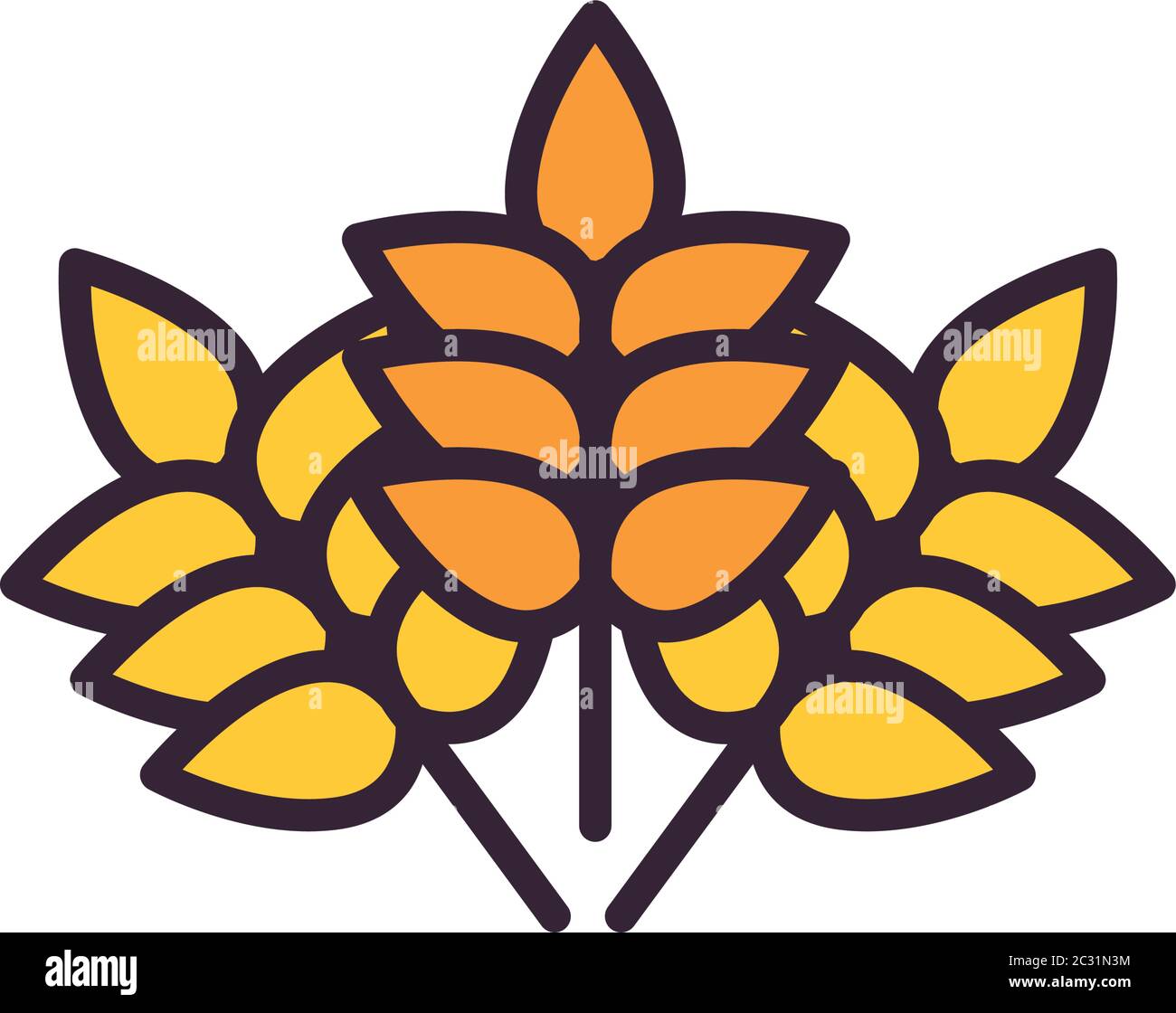 Wheat ears line and fill style icon design, Food grain and agriculture ...