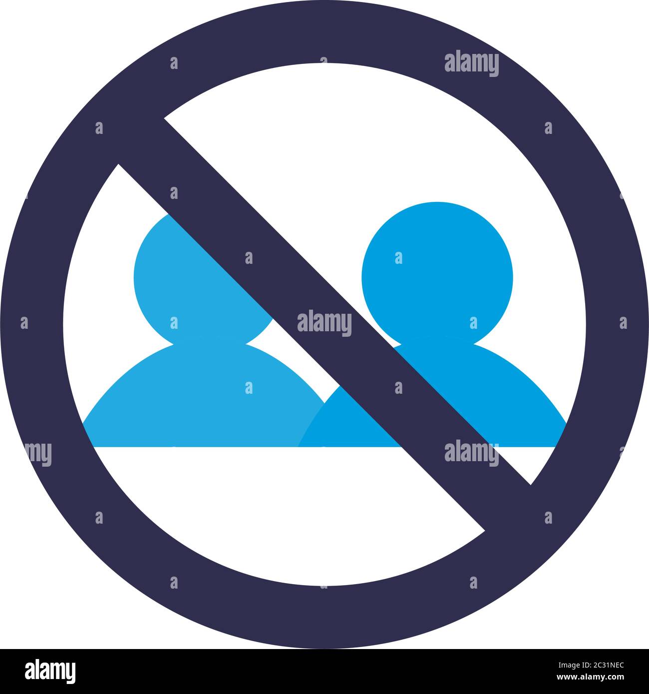 Social distancing between human avatars with ban flat style icon design ...
