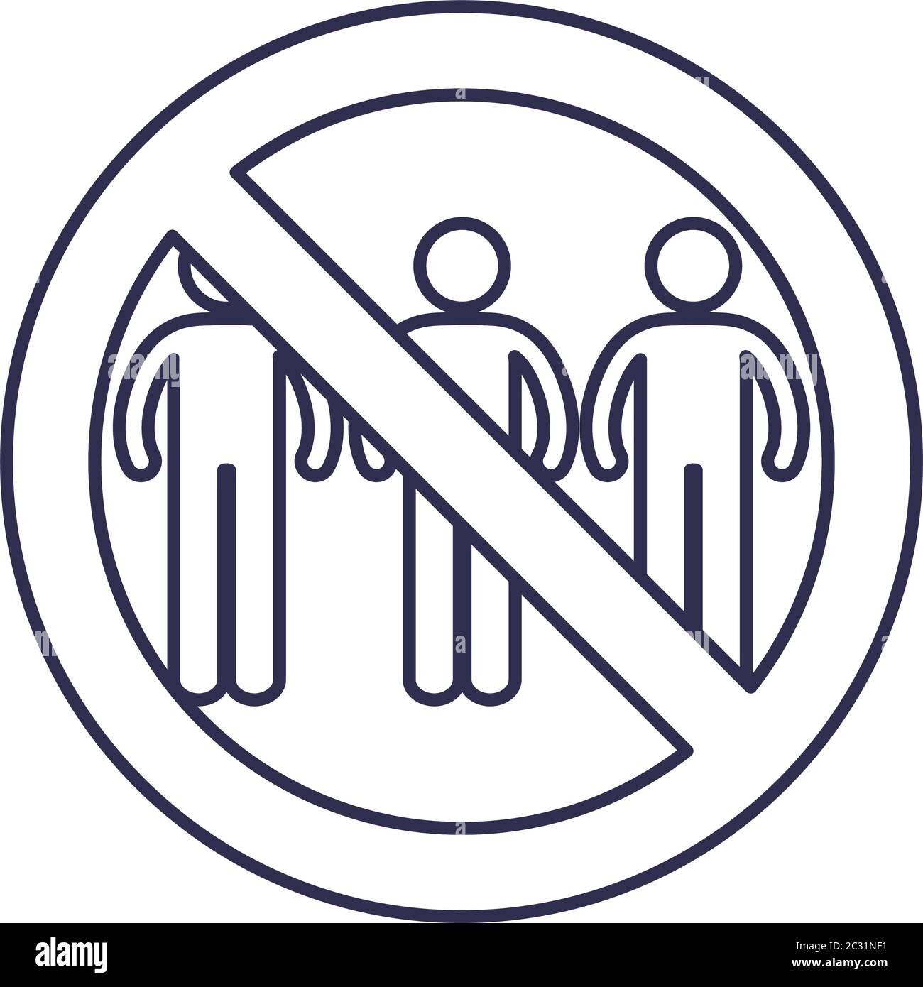Social distancing between human avatars with ban line style icon design ...
