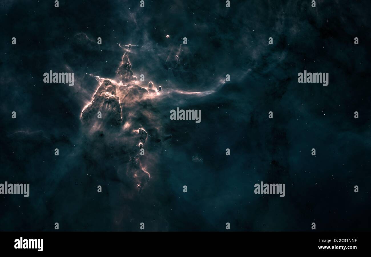 Mystic Mountain of Carina Nebula. Beautiful deep space landscape Stock Photo