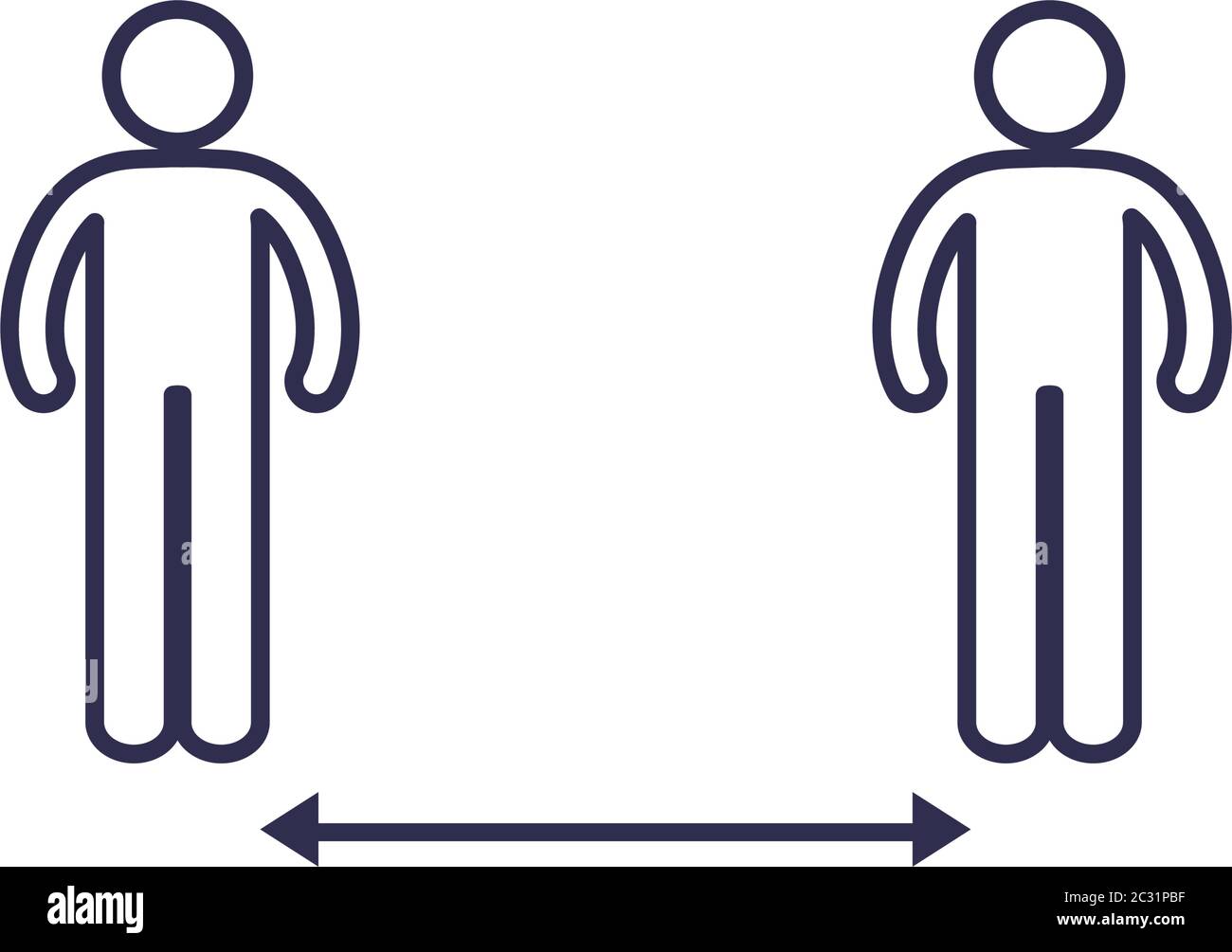 Social distancing between human avatars line style icon design of Covid ...