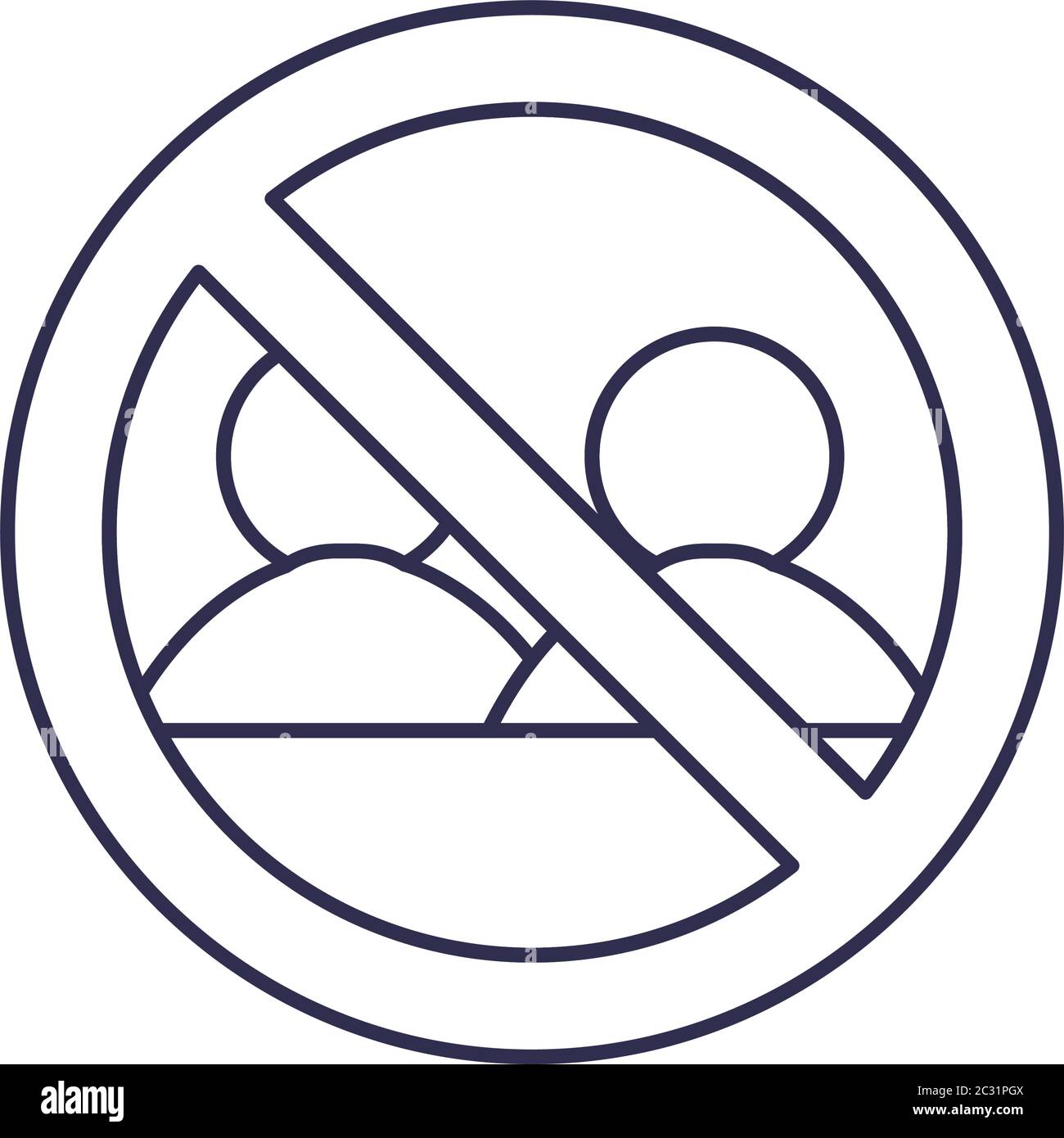 Social distancing between human avatars with ban line style icon design ...