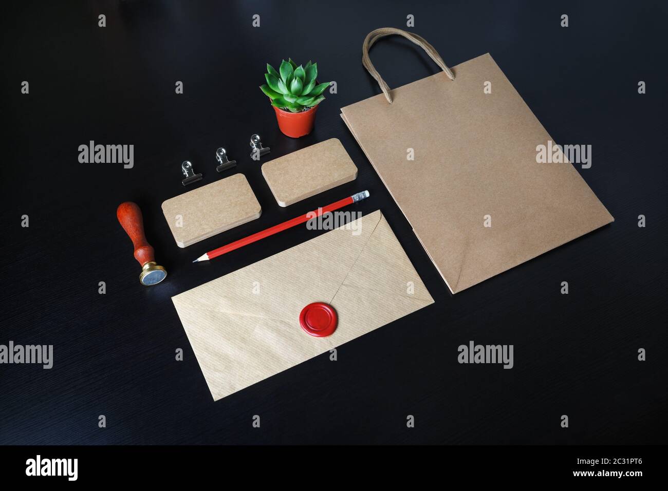 Kraft business stationery Stock Photo Alamy
