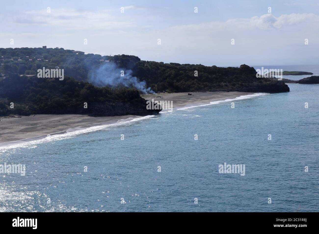 Marina di Camerota - Fumo sulla Spiaggia dell'Arconte Stock Photo