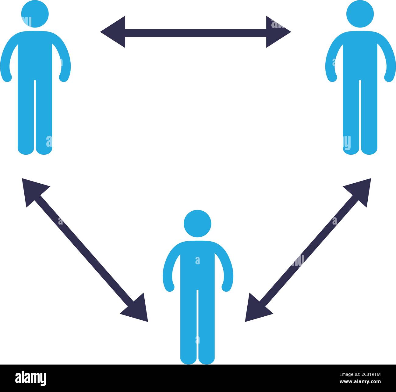 Social distancing between human avatars flat style icon design of Covid ...