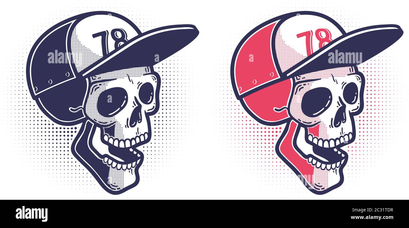 Skull in a baseball cap Stock Vector