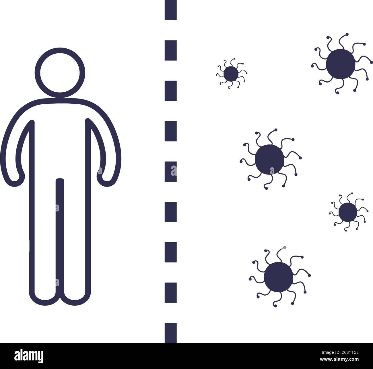 Social distancing of human avatar and virus line style icon design of ...