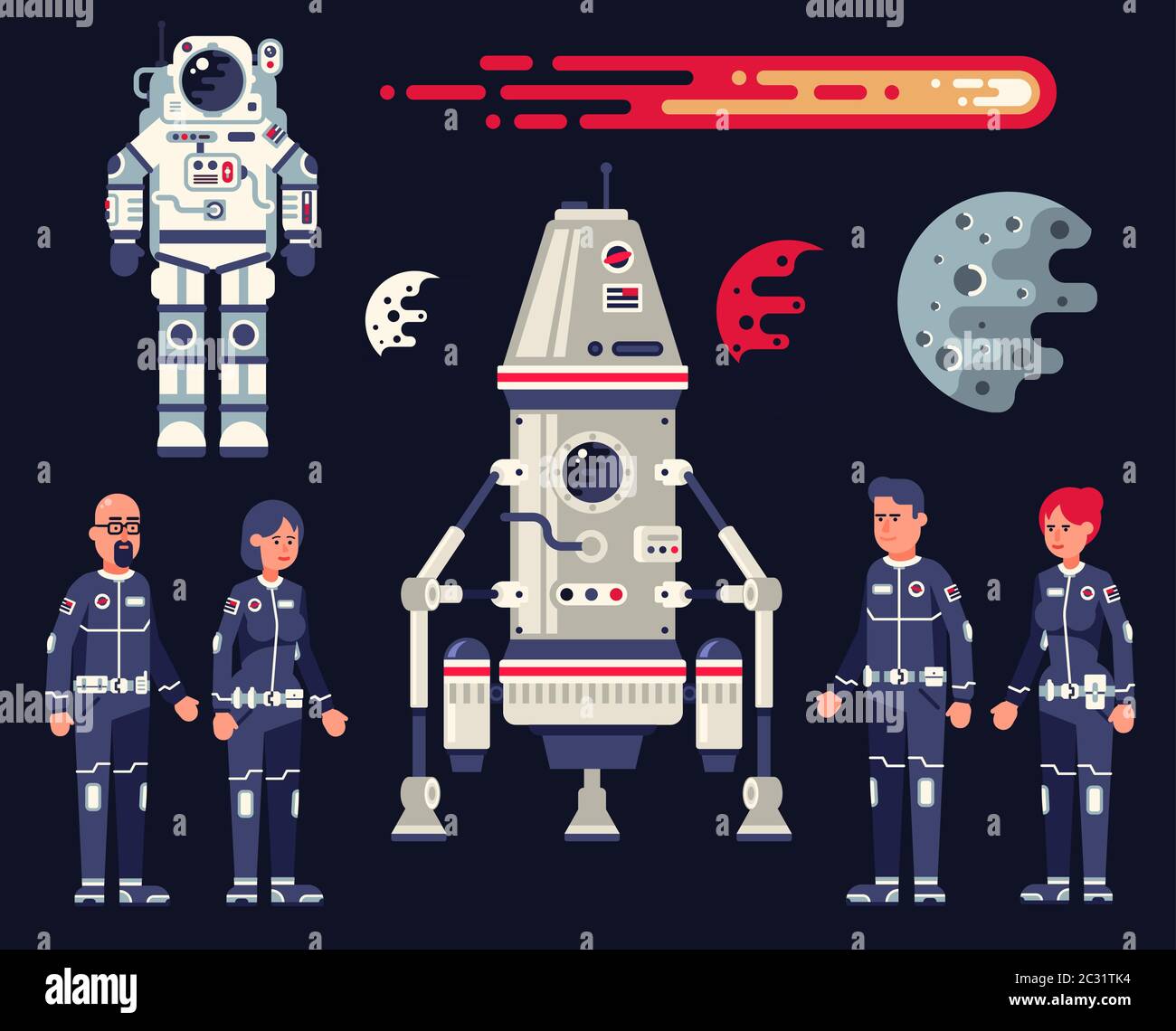 Space set in the flat style Stock Vector Image & Art - Alamy