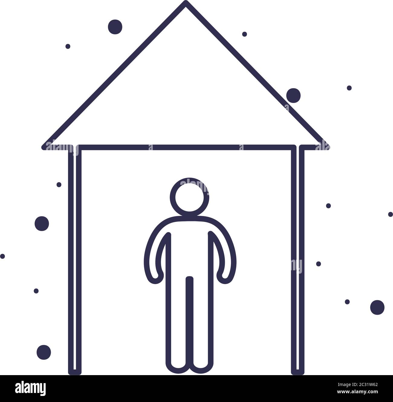 Social distancing of human avatar at house line style icon design of ...