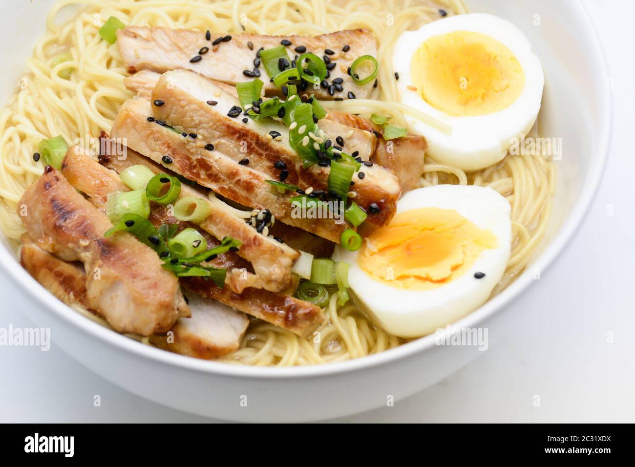 Miso Ramen with egg and pork, homemade Japanese food Stock Photo