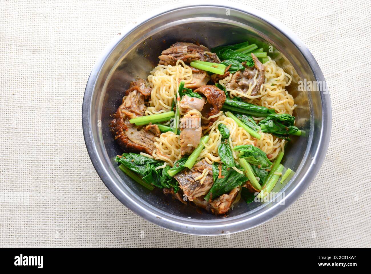 Roast duck with egg noodle Stock Photo Alamy