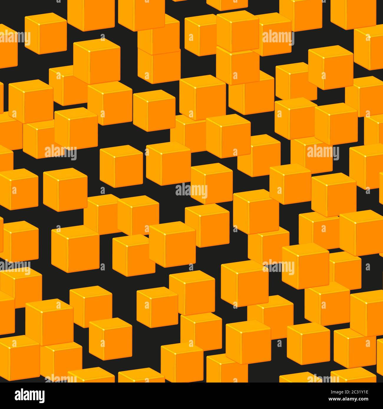 Gold Cubes Seamless Pattern on Black Stock Vector