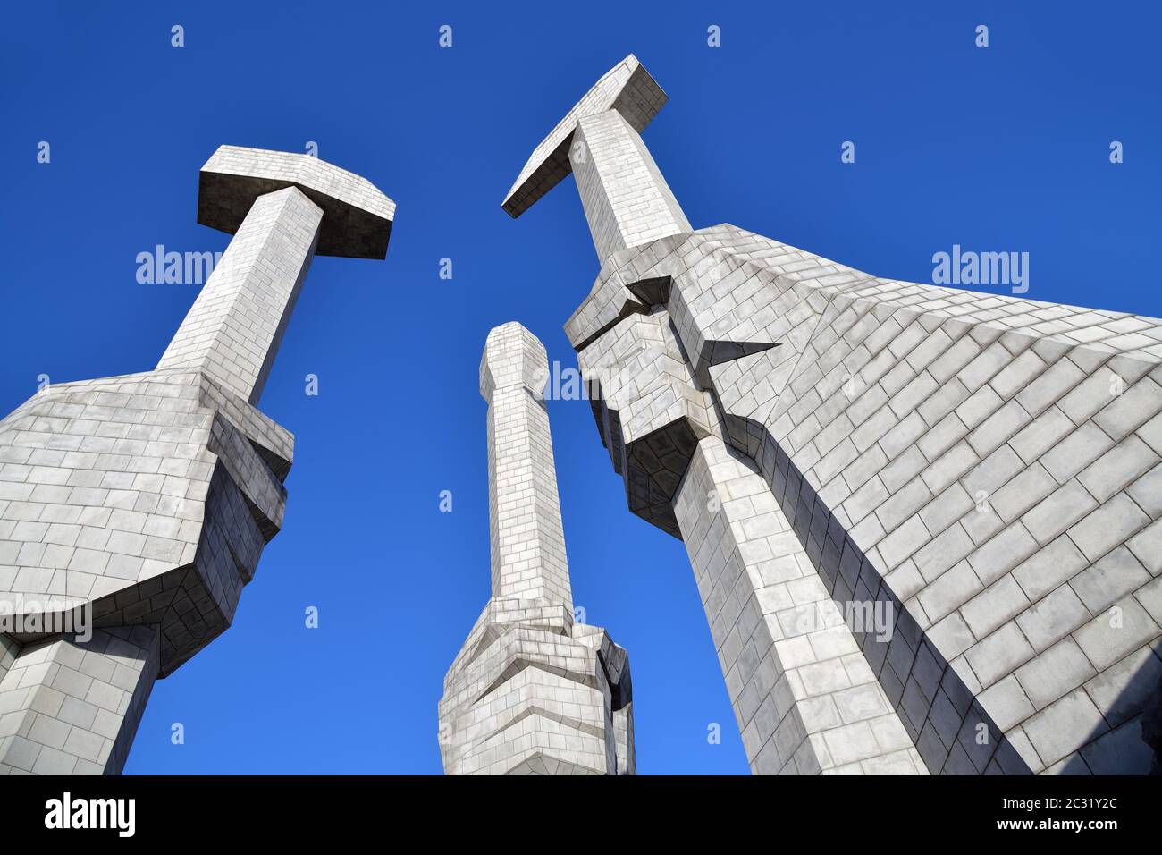 Pyongyang, North Korea - May1, 2019: Monument to the Founding of the Korean Workers Party in capital of North Korea Stock Photo