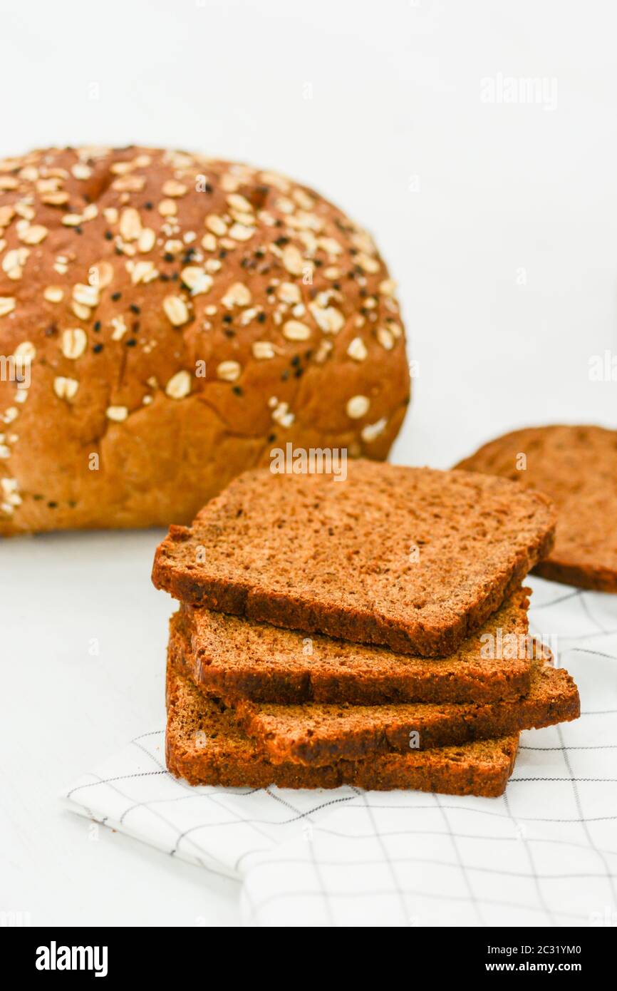 Rye bread isolated on white background Stock Photo