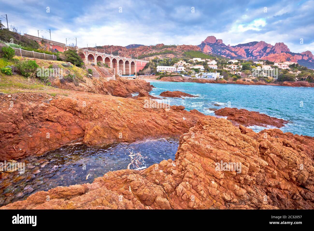 Antheor, Saint Raphael. Franch riviera scenic coastline view, mediterranean sea on Cote d'Azur, Provence, Alpes-Maritimes department of France Stock Photo