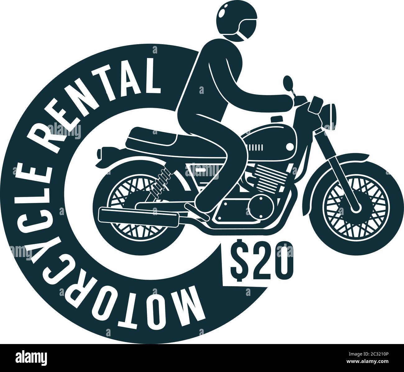Motorbike rental - simple logo template with motorcyclist and ribbon Stock  Vector Image & Art - Alamy