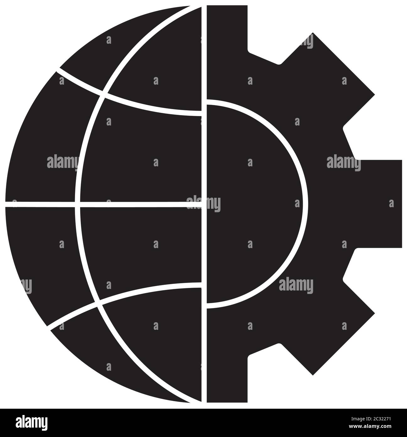 gear with global sphere silhouette style icon design, Innovation idea ...