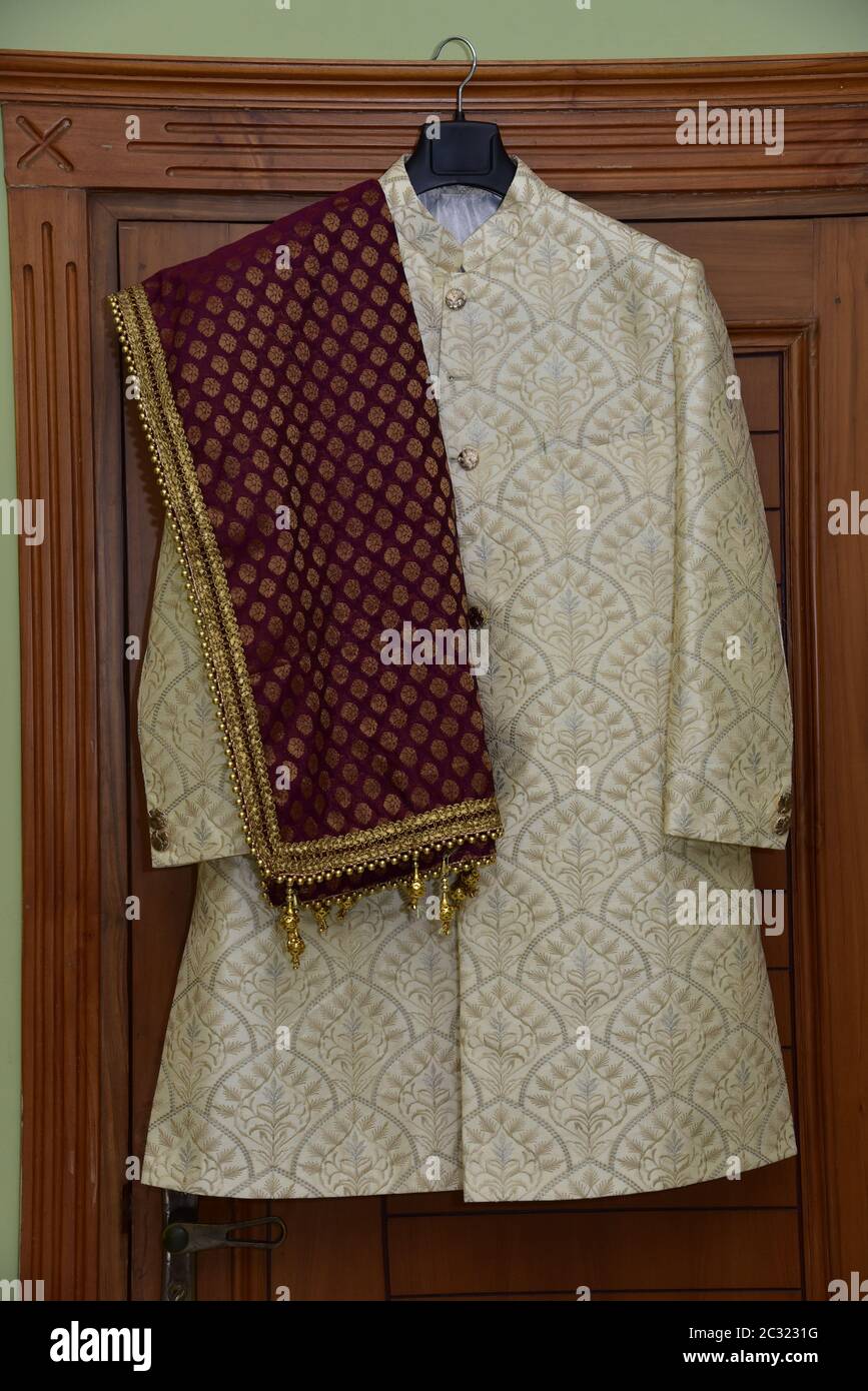Shervani the weeding dress for bridegroom Stock Photo