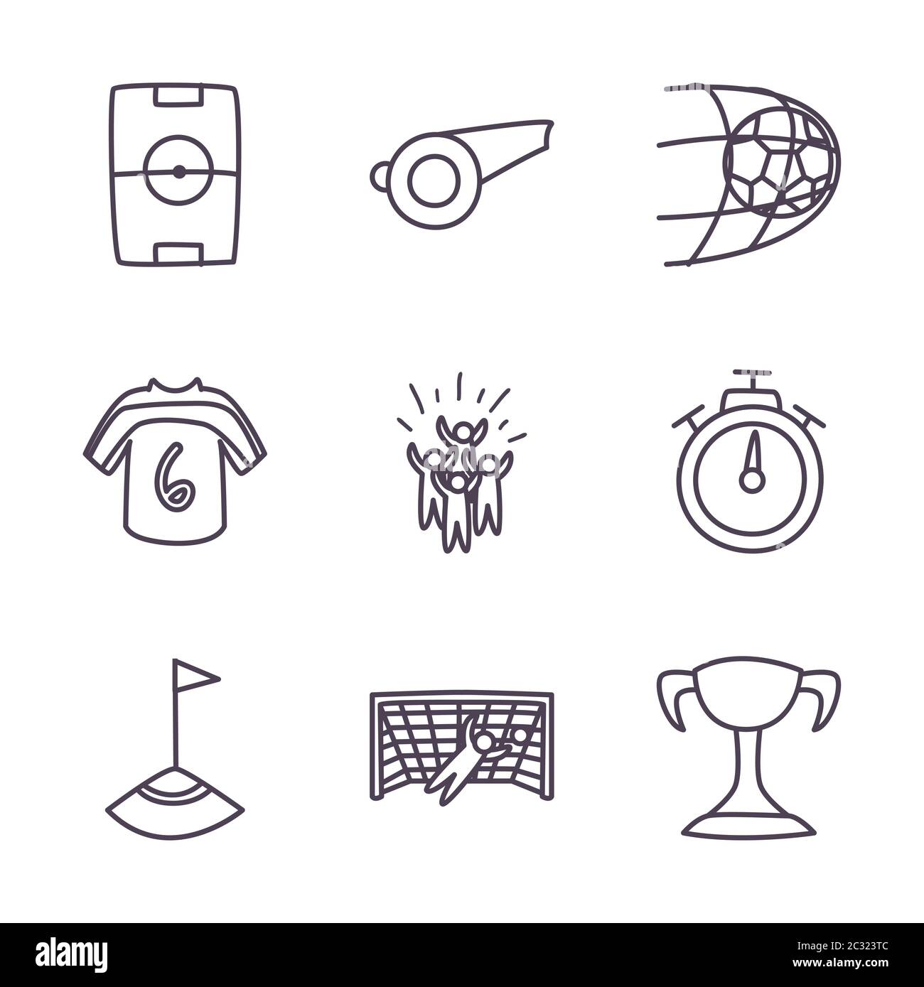 line style icon set design, Soccer football sport hobby competition and ...