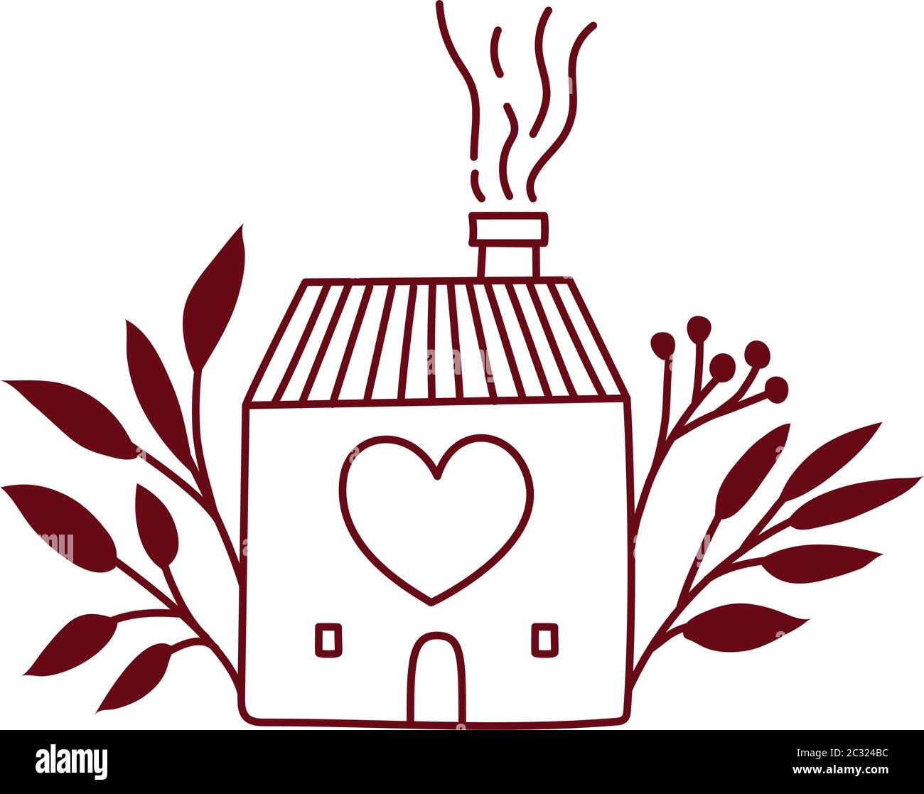 House with heart and leaves design, Home real estate building